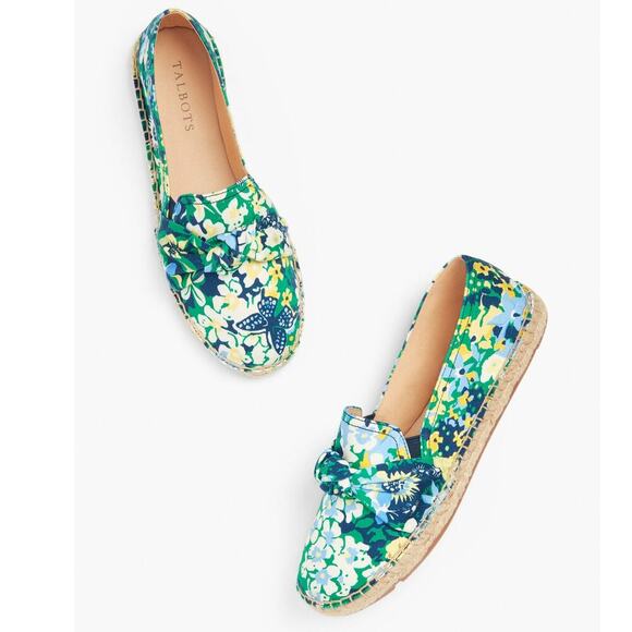 Talbot Izzy Knot Slip On Flat Espadrille Butterfly Garden Sateen Women's Size 8M - Picture 2 of 12